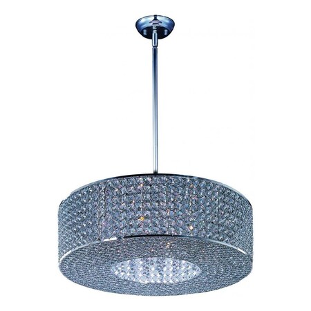 Maxim Ten Light Plated Silver Beveled Crystal Glass Drum Shade Pendant 39896BCPS